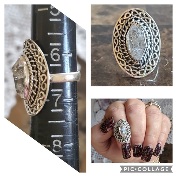 Genuine 5ct Herkimer Diamond Ring 6.5 - Picture 7 of 7